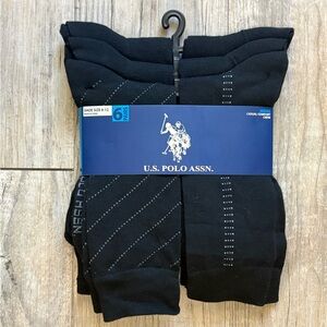U.S. Polo Assn. Men's Black 6 Pair Casual Classic Crew Socks, Shoe Size 6-12